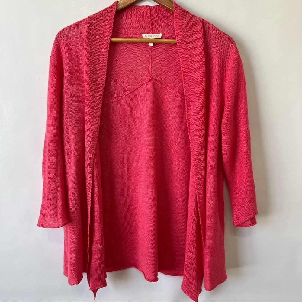 Eileen Fisher Pink Hemp Open Front Cardigan